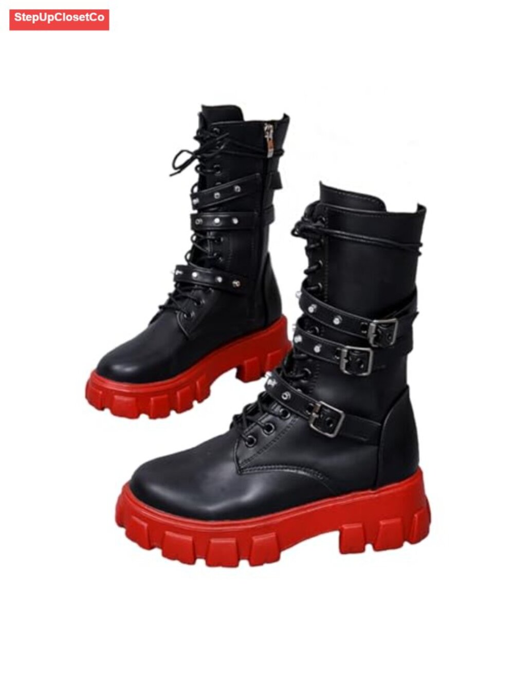 ZKXYFFS Women's Goth Platform Lace Up Chunky Heel Boots